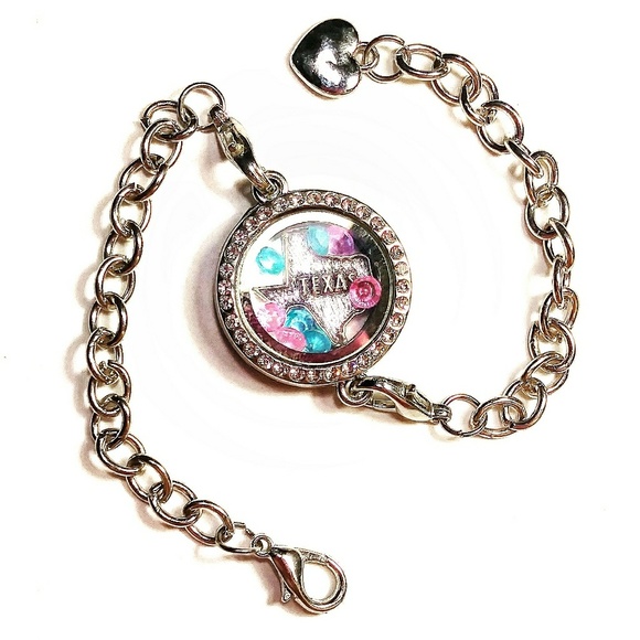 Pink Blue Texas Floating Charm Locket Bracelet - Picture 4 of 4